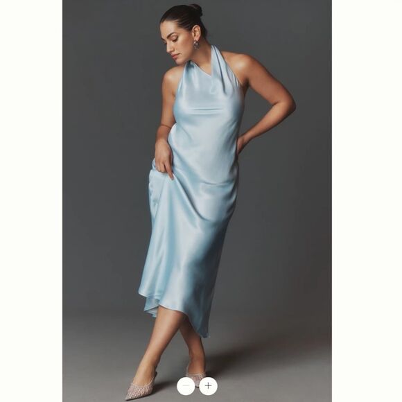 Anthropologie Conditions Apply Reidun Halter Cowl-Neck Midi Dress - Picture 4 of 4